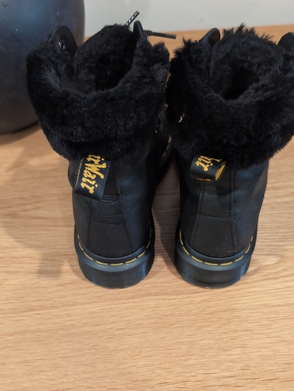 DR. MARTENS 1460 SERENA COLLAR STREETER FAUX FUR LINED LACE UP BOOTS - Picture 4 of 6